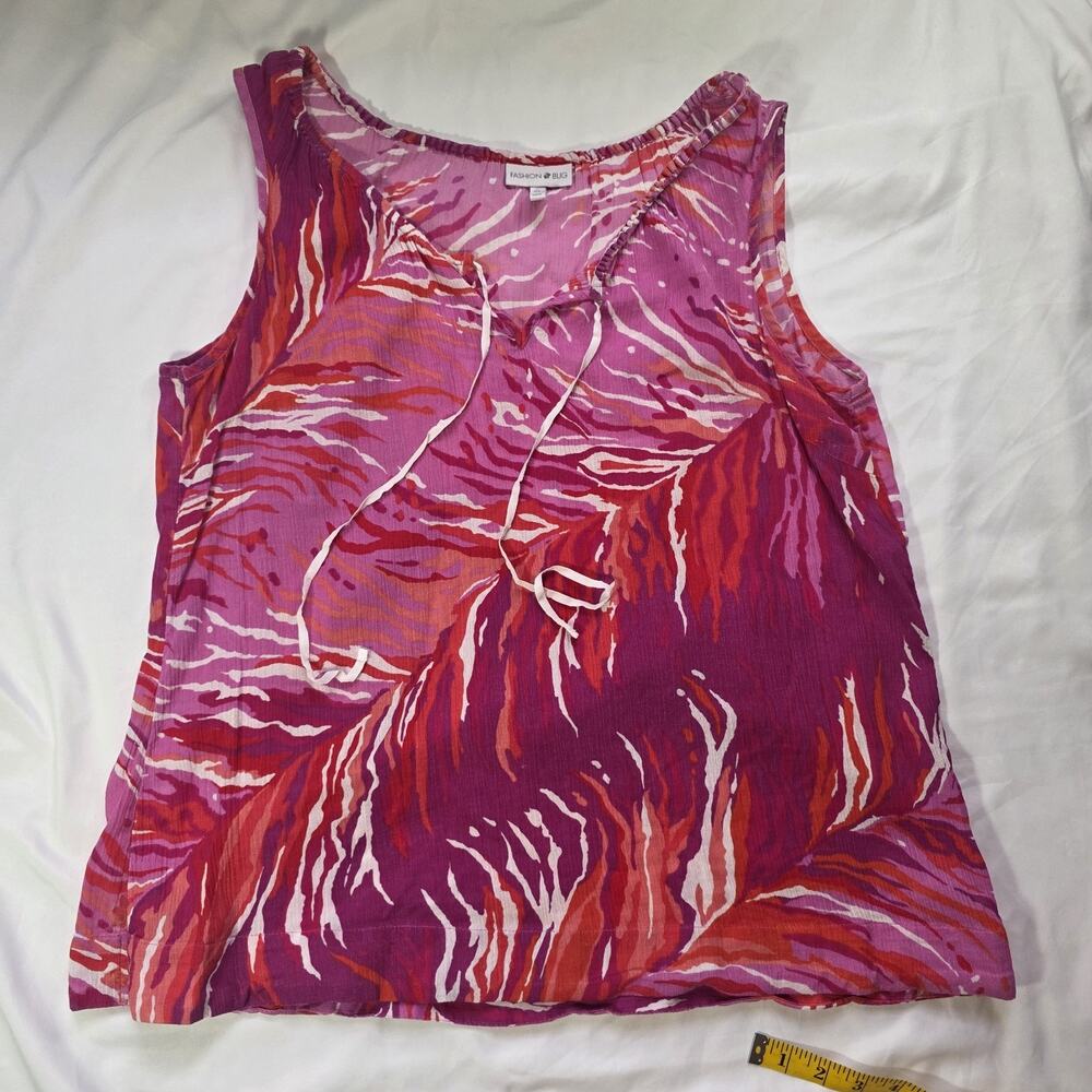 Fashion Bug women's pullover sleeveless tie up summer top red pink orange XL